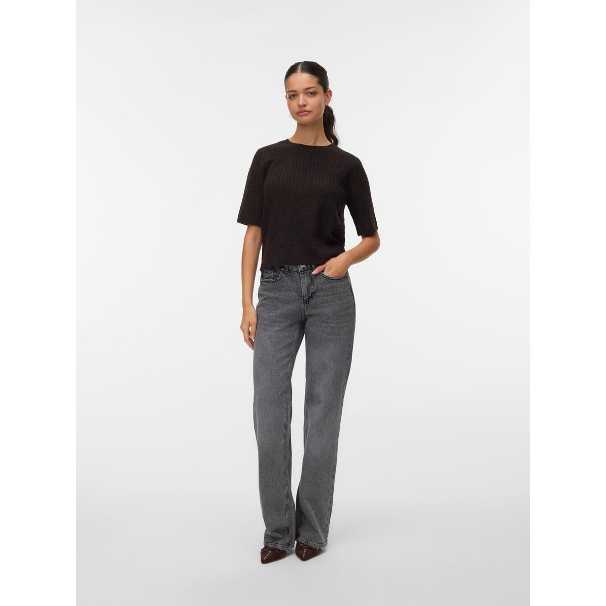 Jean À Coupe Large medium grey denim, VERO MODA