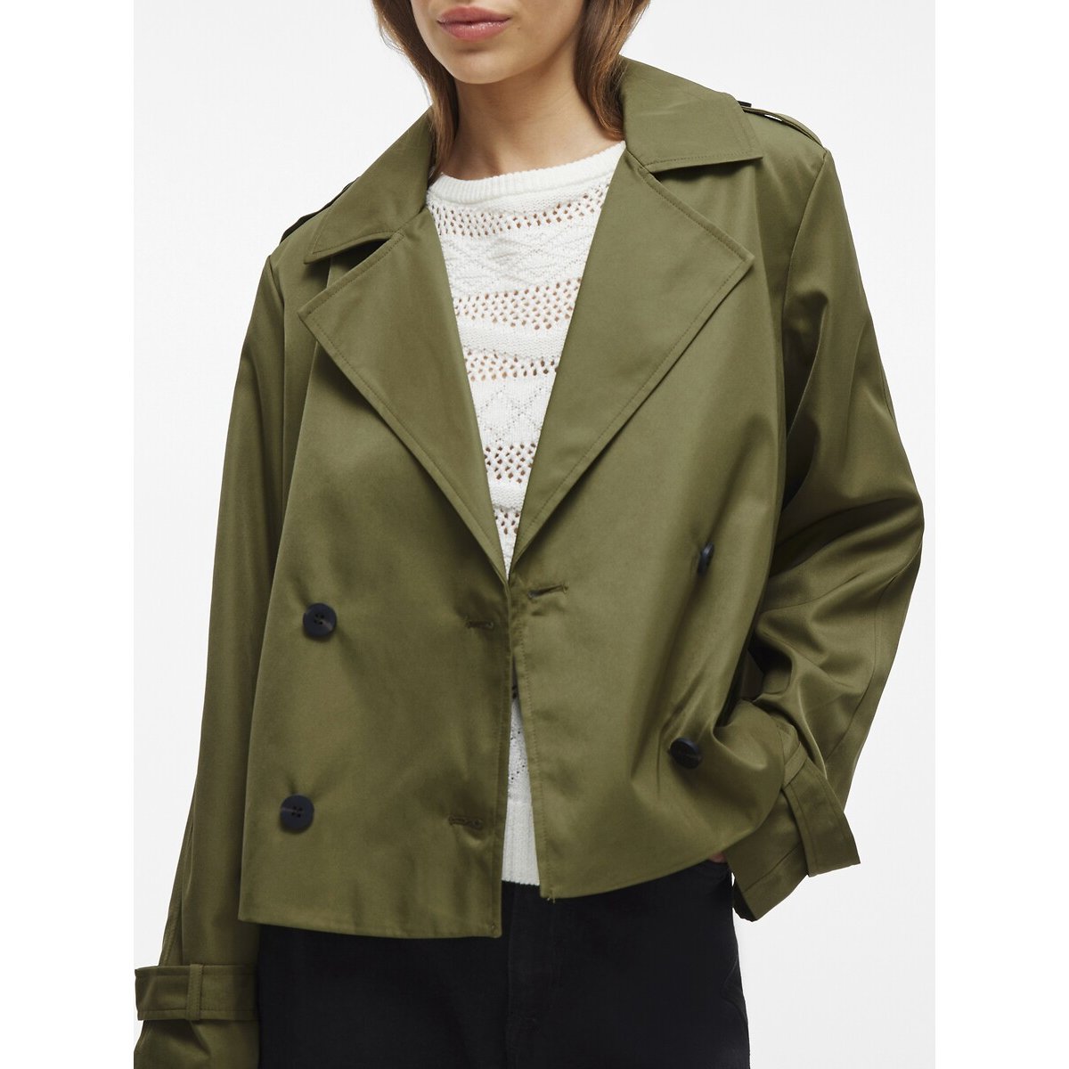 Short Trench Coat olive green, VILA