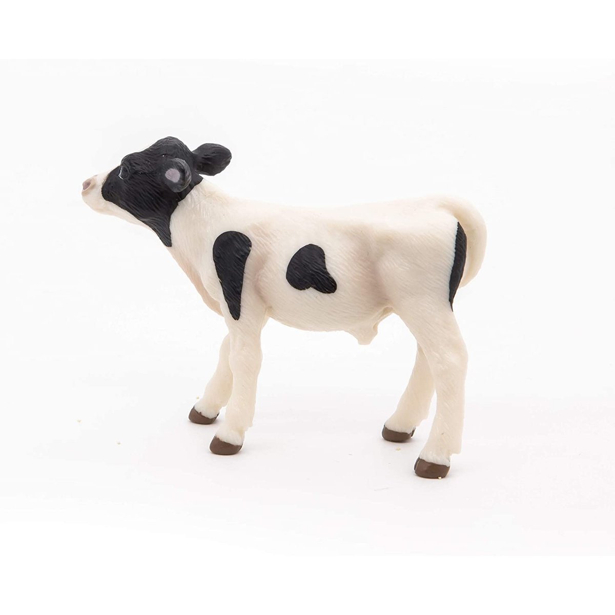 Figurine Veau noir et blanc blanc, PAPO