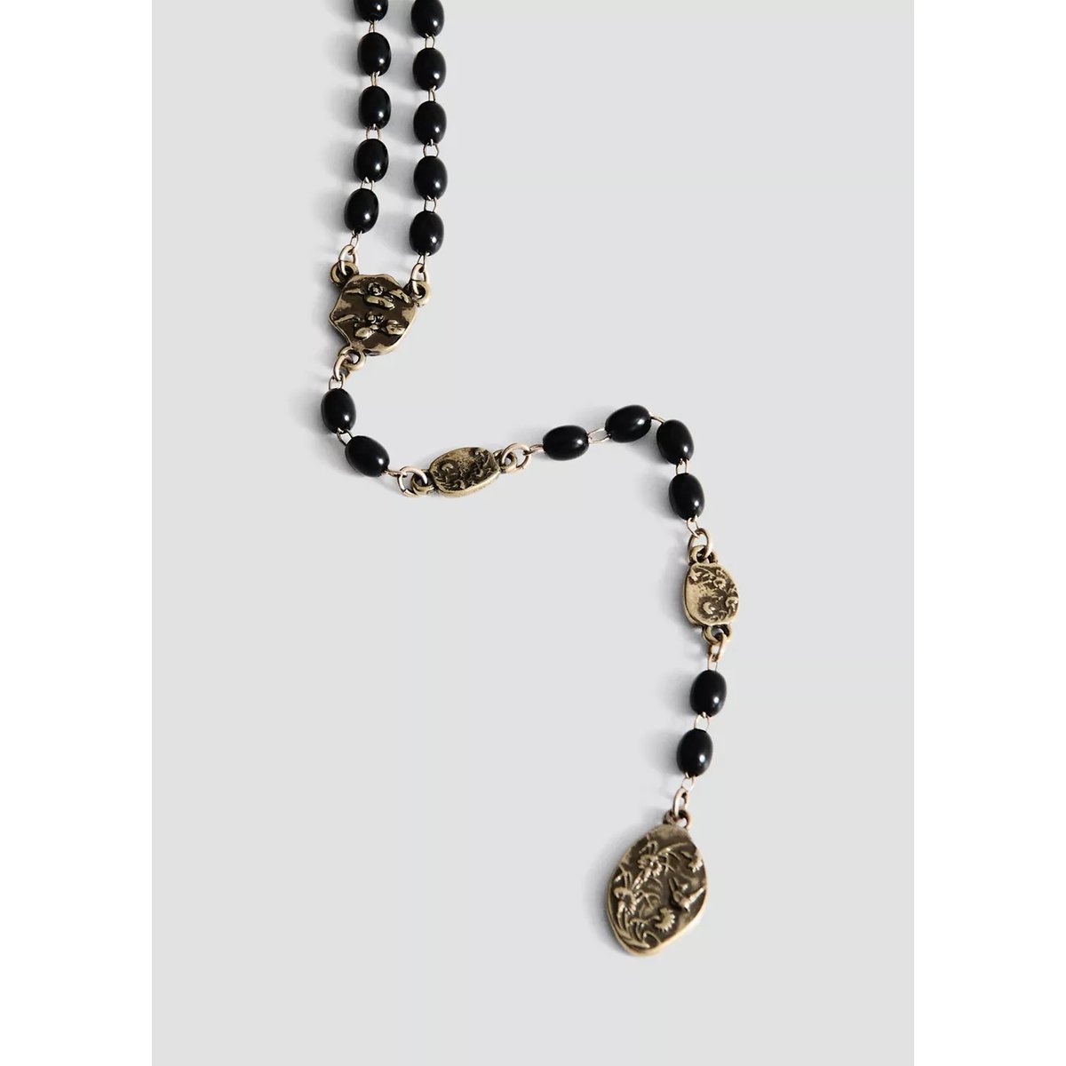 Collier pendentifs perles noir, MANGO