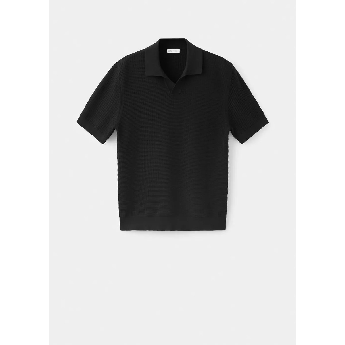 Polo 100 % coton maille structure noir, MANGO MAN