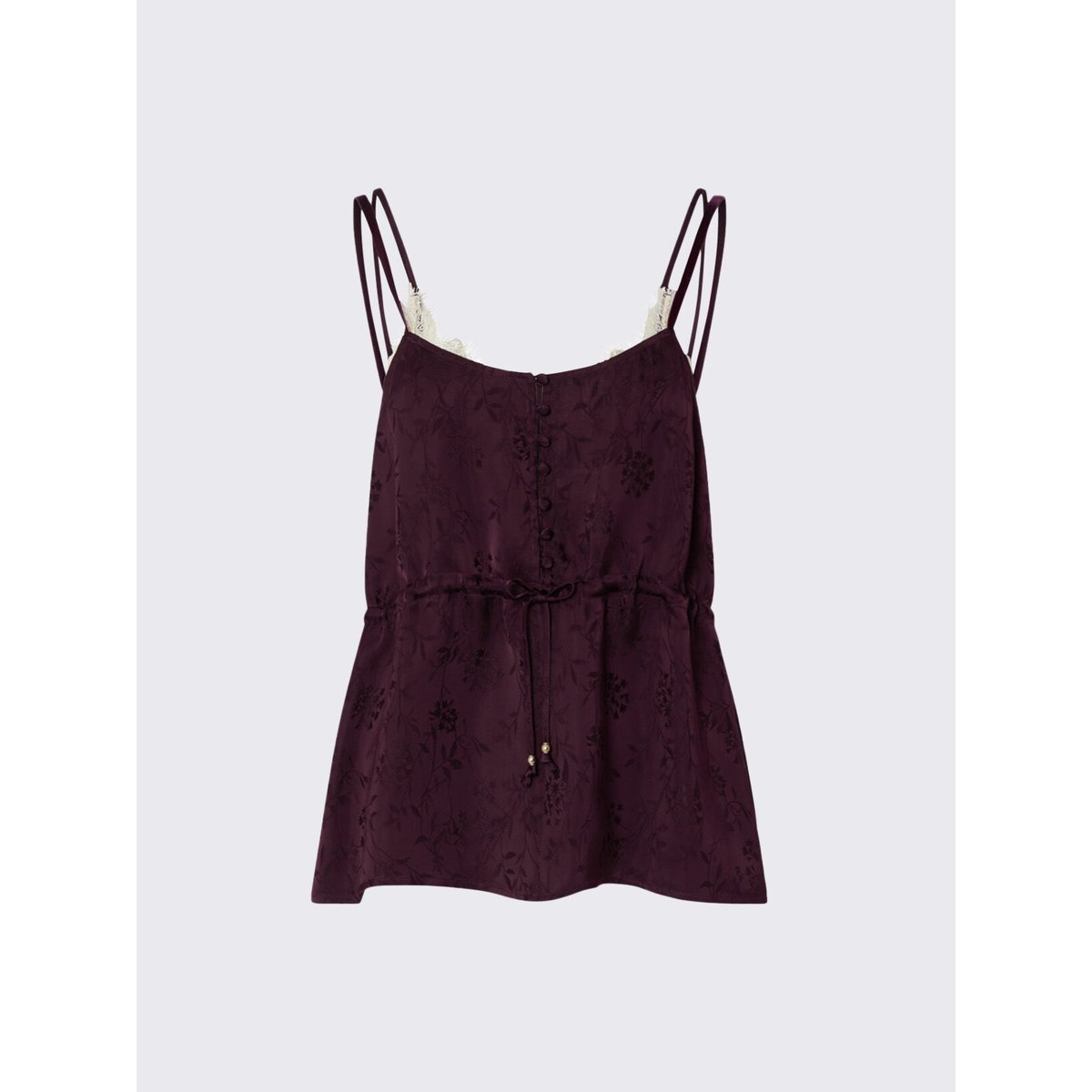 Top de lingerie en satin jacquard aubergine, LIU JO
