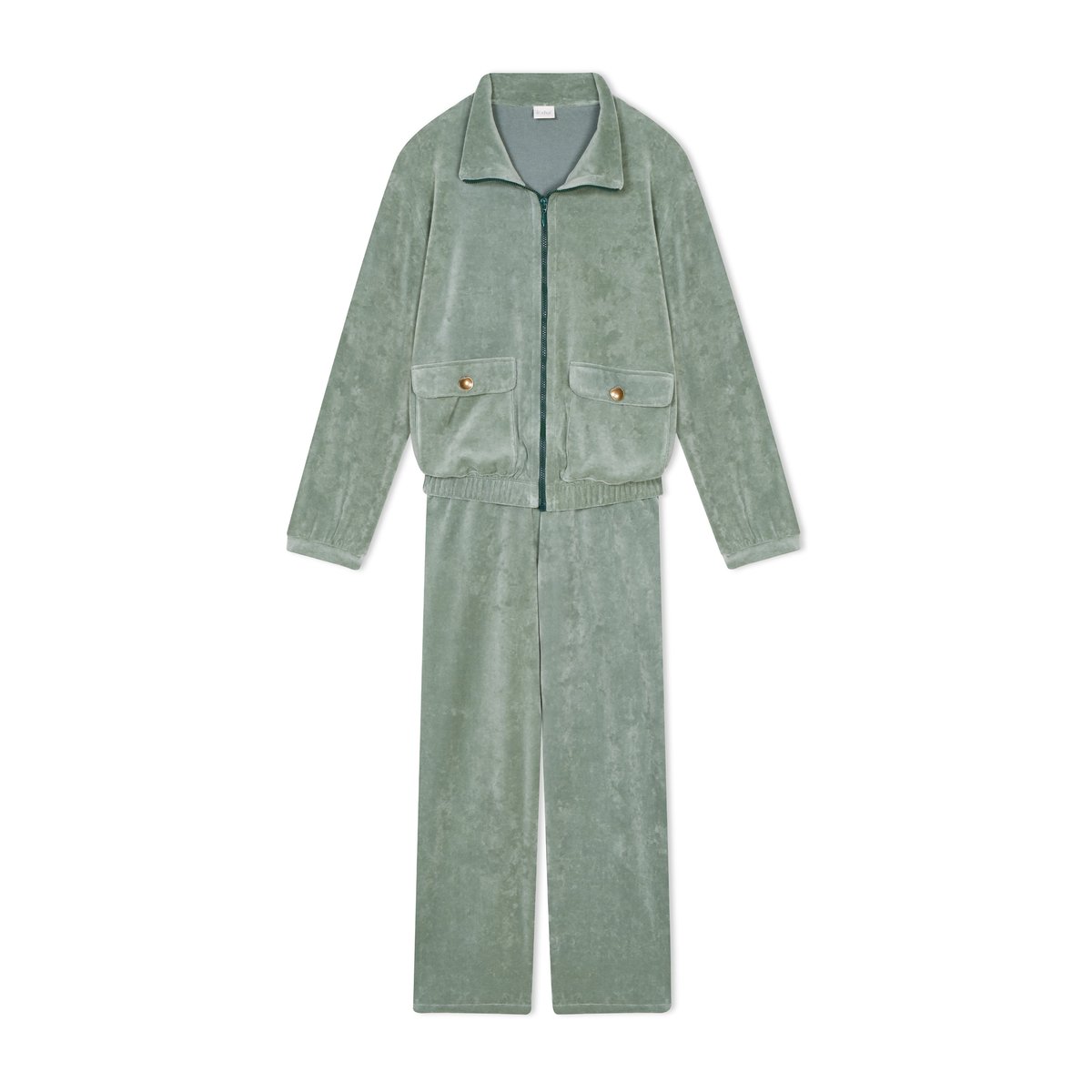 Ensemble homewear zippé en velours RELAX 226 vert, LE CHAT