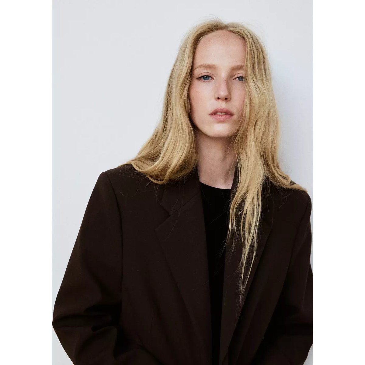 Veste droite avec poches à rabat marron, MANGO