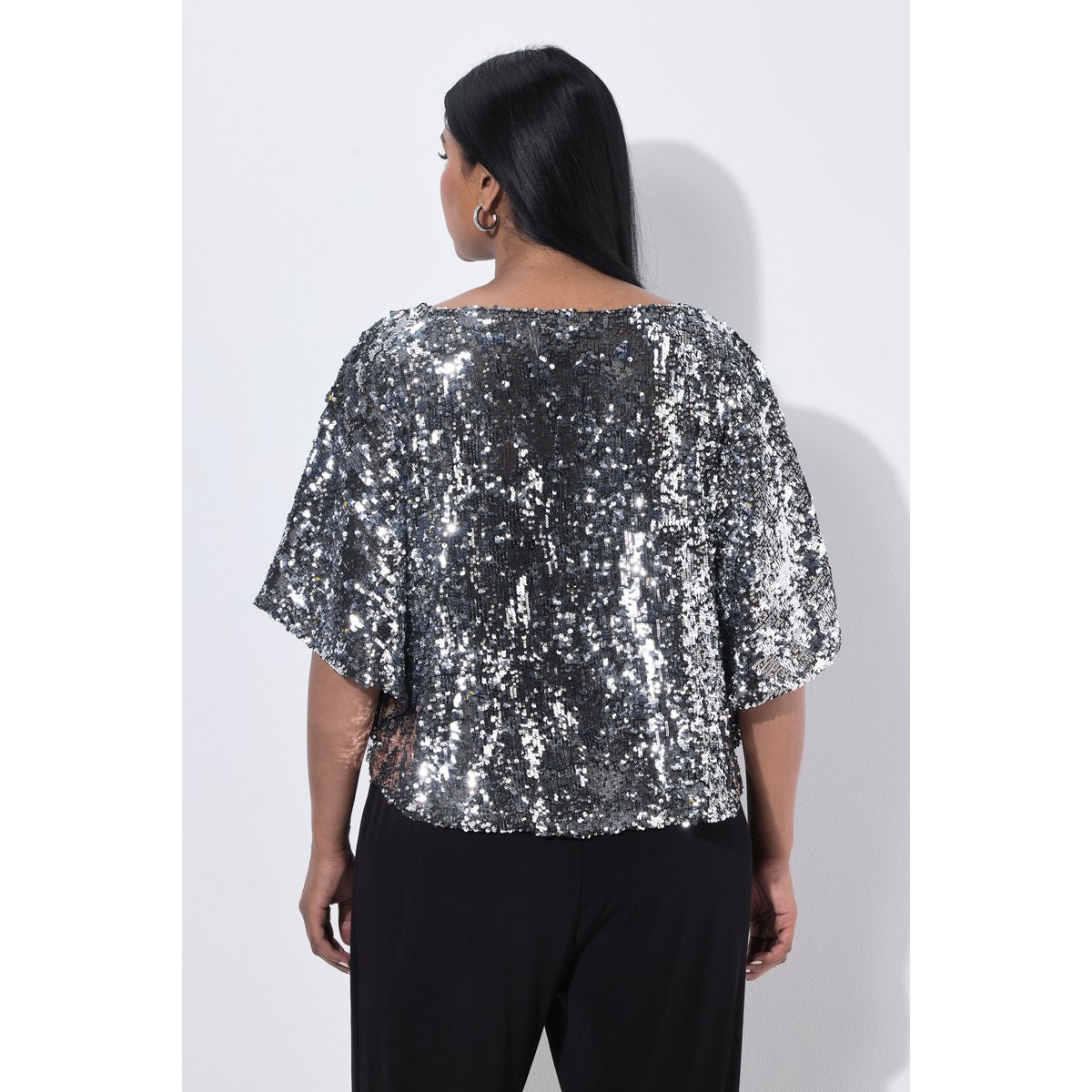 Tunique à paillettes, encolure bateau asphalte, ULLA POPKEN