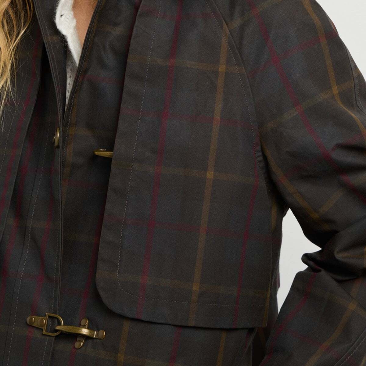 Trench-Coat Long À Carreaux vert kaki, PEPE JEANS
