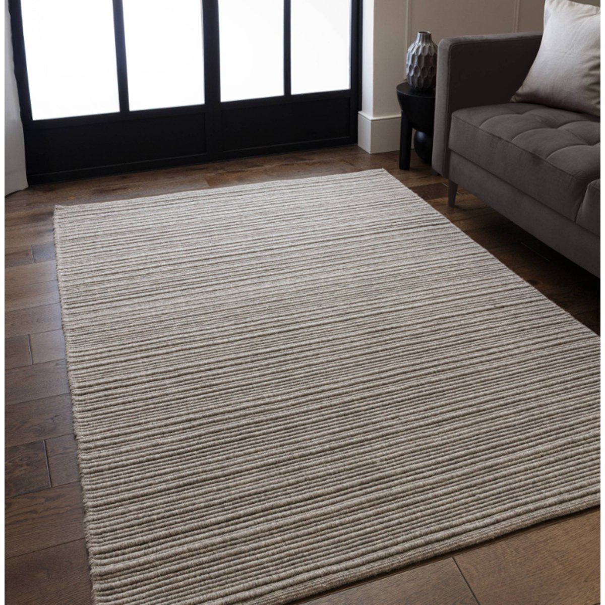 Tapis de salon en laine tissé plat TORRENTO gris, NOVATREND
