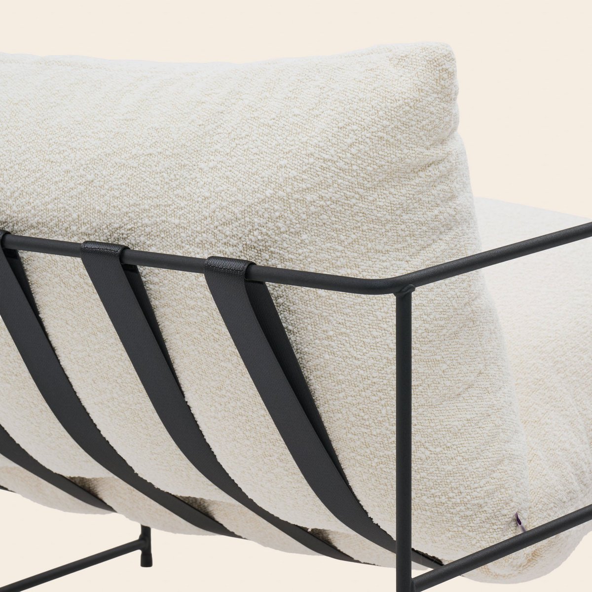 Fauteuil en Structure métal et tissé Glory ALCENO sym écru bouclé, MADURA