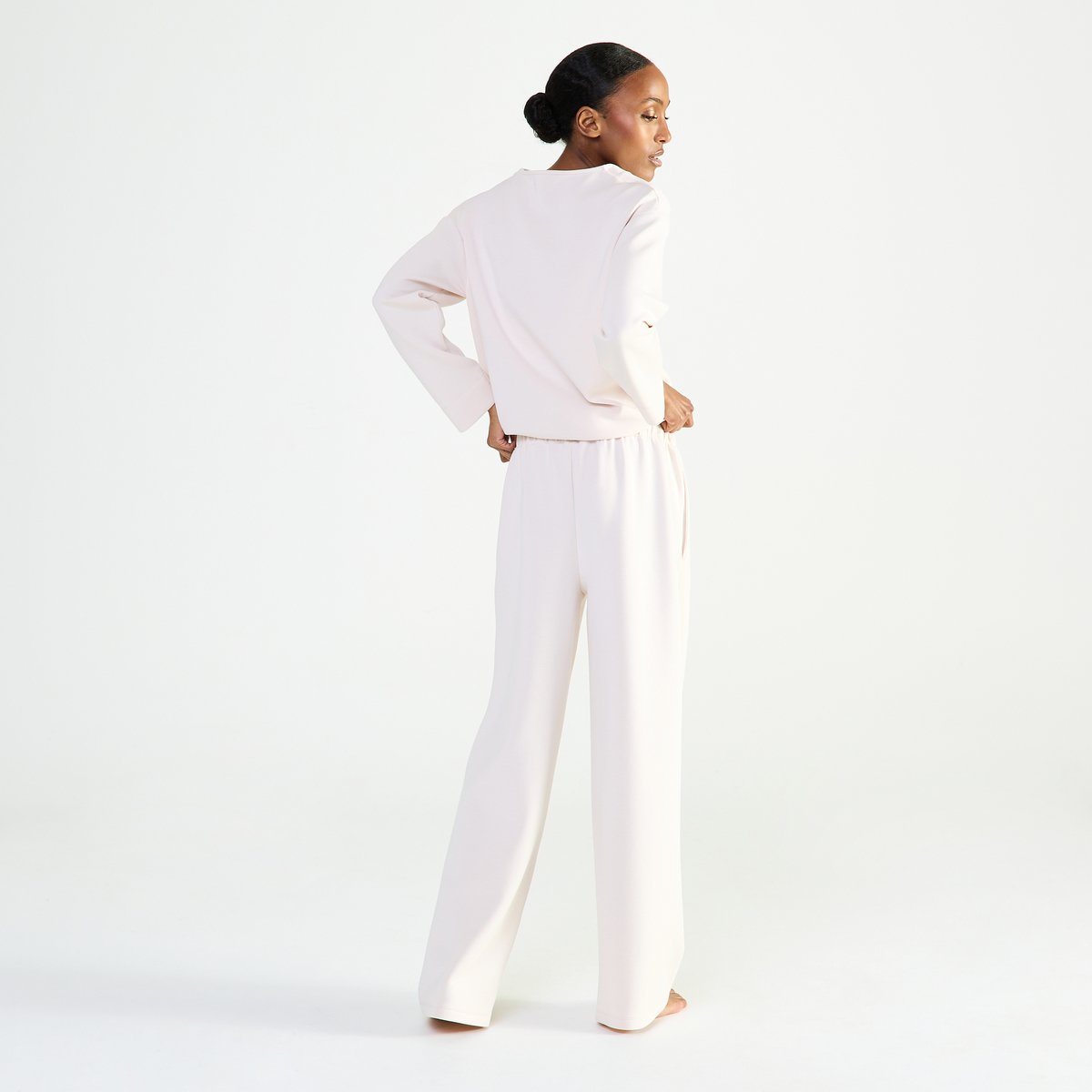 Pantalon en polyester SÉRÉNITÉ crème, LAURENCE TAVERNIER