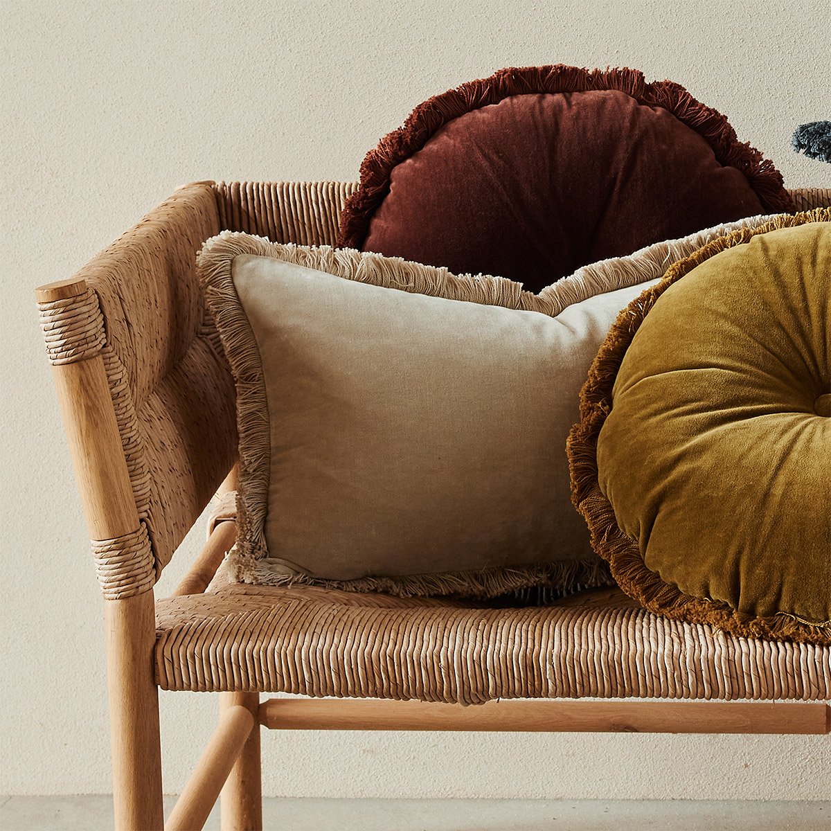 Housse de coussin en velours orange, ROMULUS perle, DESFORGES