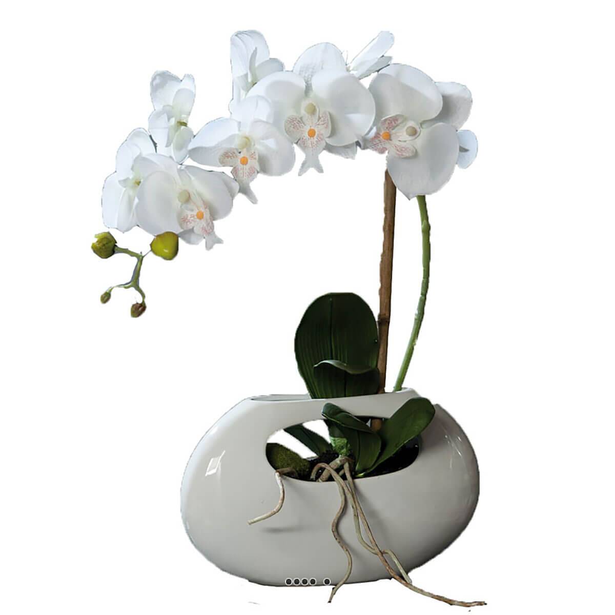 Orchidee artificielle crème 1 hampe pot crème, ARTIFICIELLES