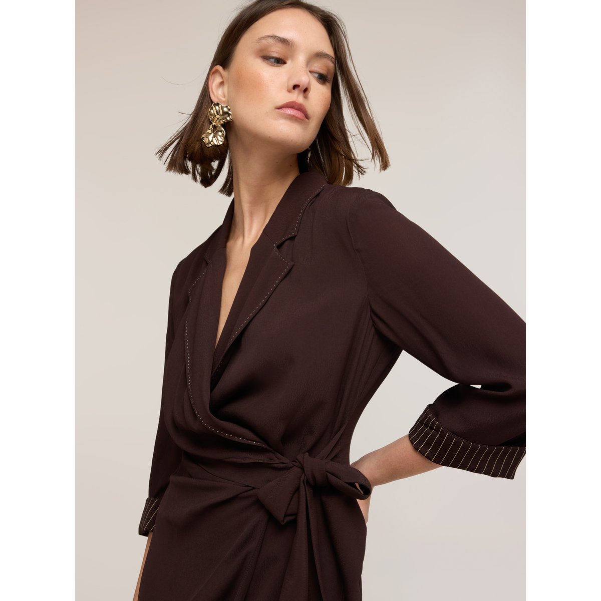 Robe chemisier The Tailoring Lab marron, MOTIVI