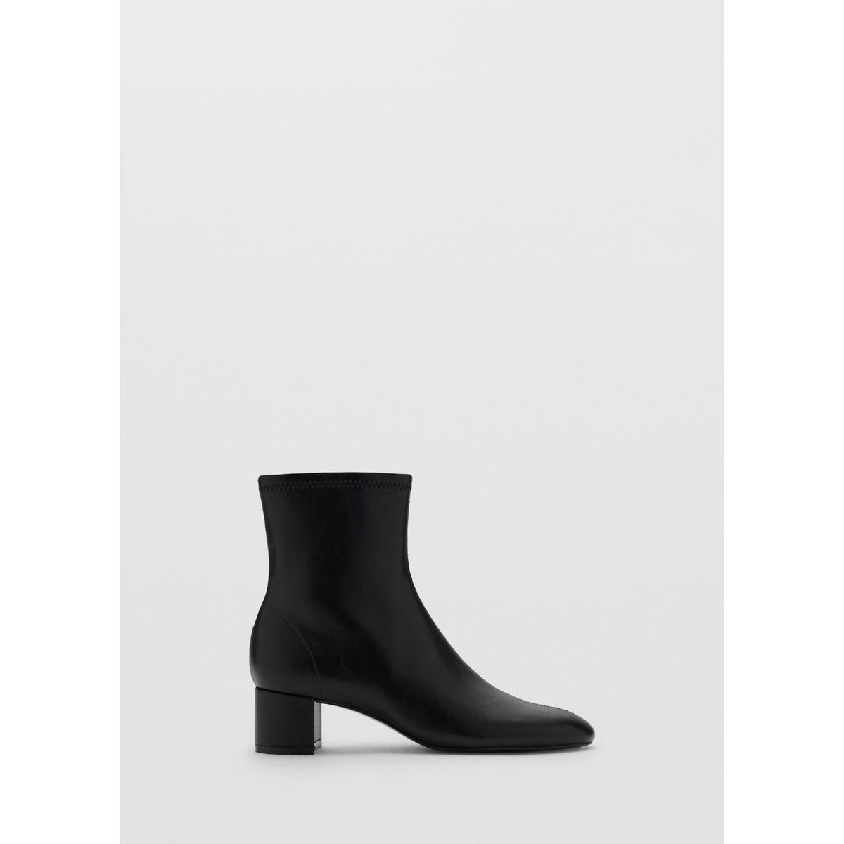 Bottines bloc bout rond noir, MANGO