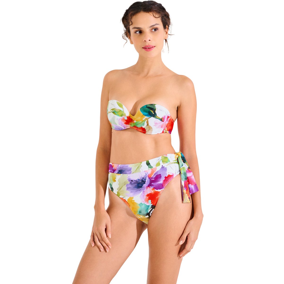 Bas maillot slip de bain échancré taille haute ROMA blanc, LISCA