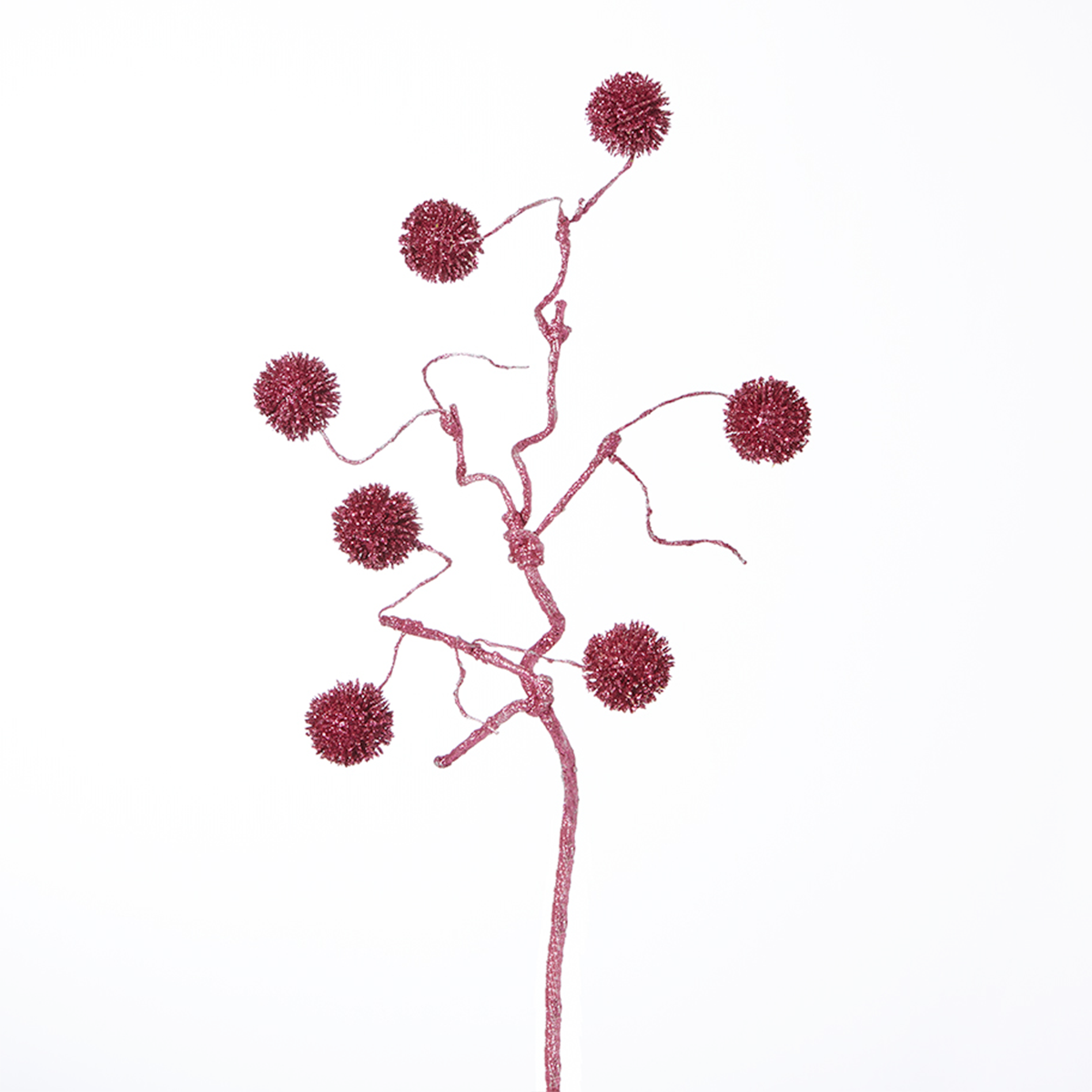 Branche de noël de pompons pailletés artificielle H50 argenté, SIA DECO