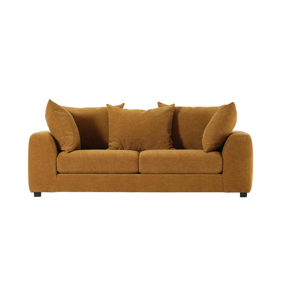 Canapé droit 3 places en tissu effet lin EDMOND bronze, BERAH GETAH