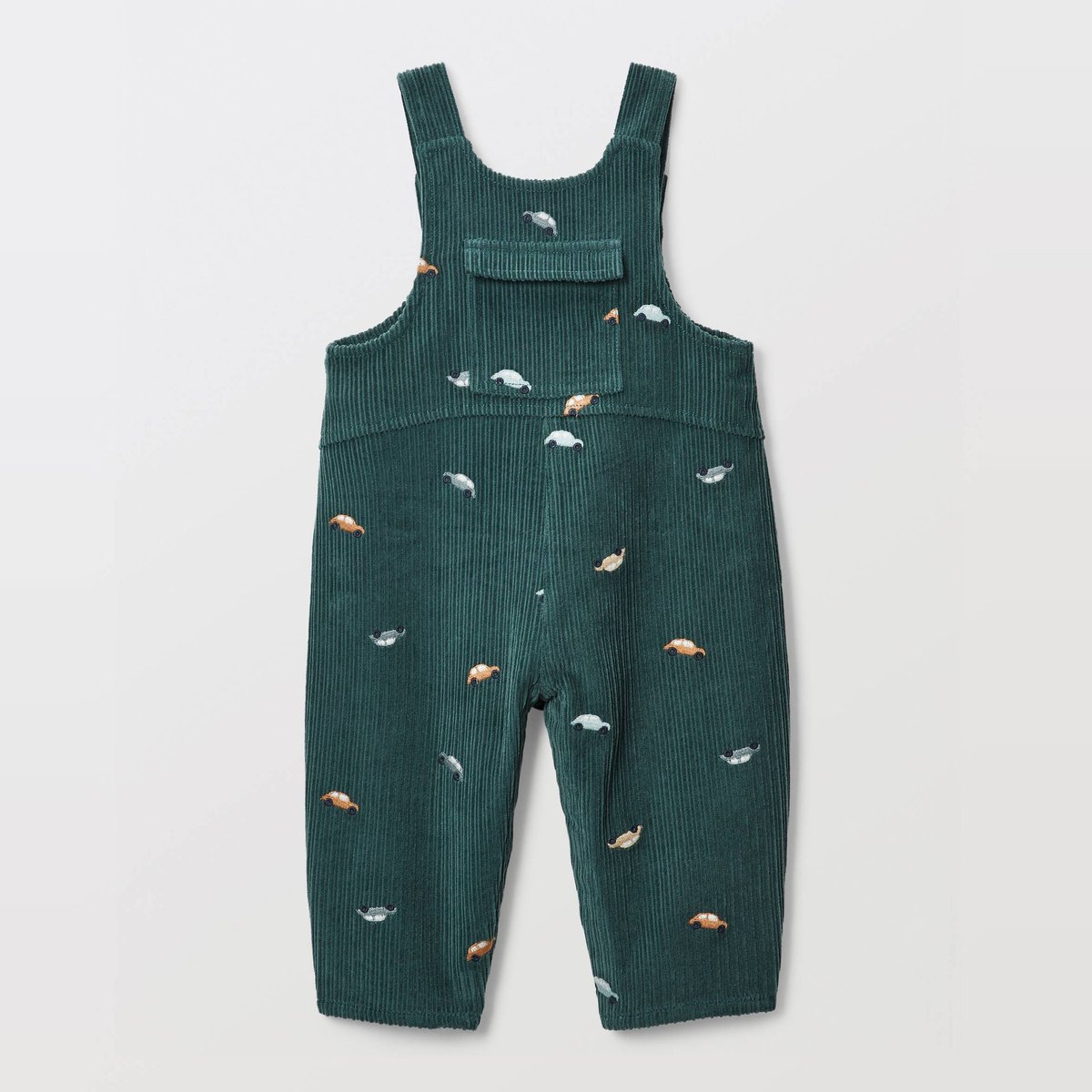 Salopette longue en velours brodée en coton BIO GOTS sage, BOUT'CHOU