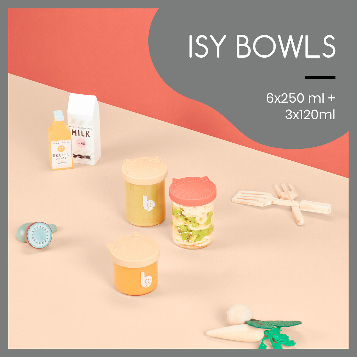 Lot de 6 pots bébé isy de 250ml transparent, BABYMOOV