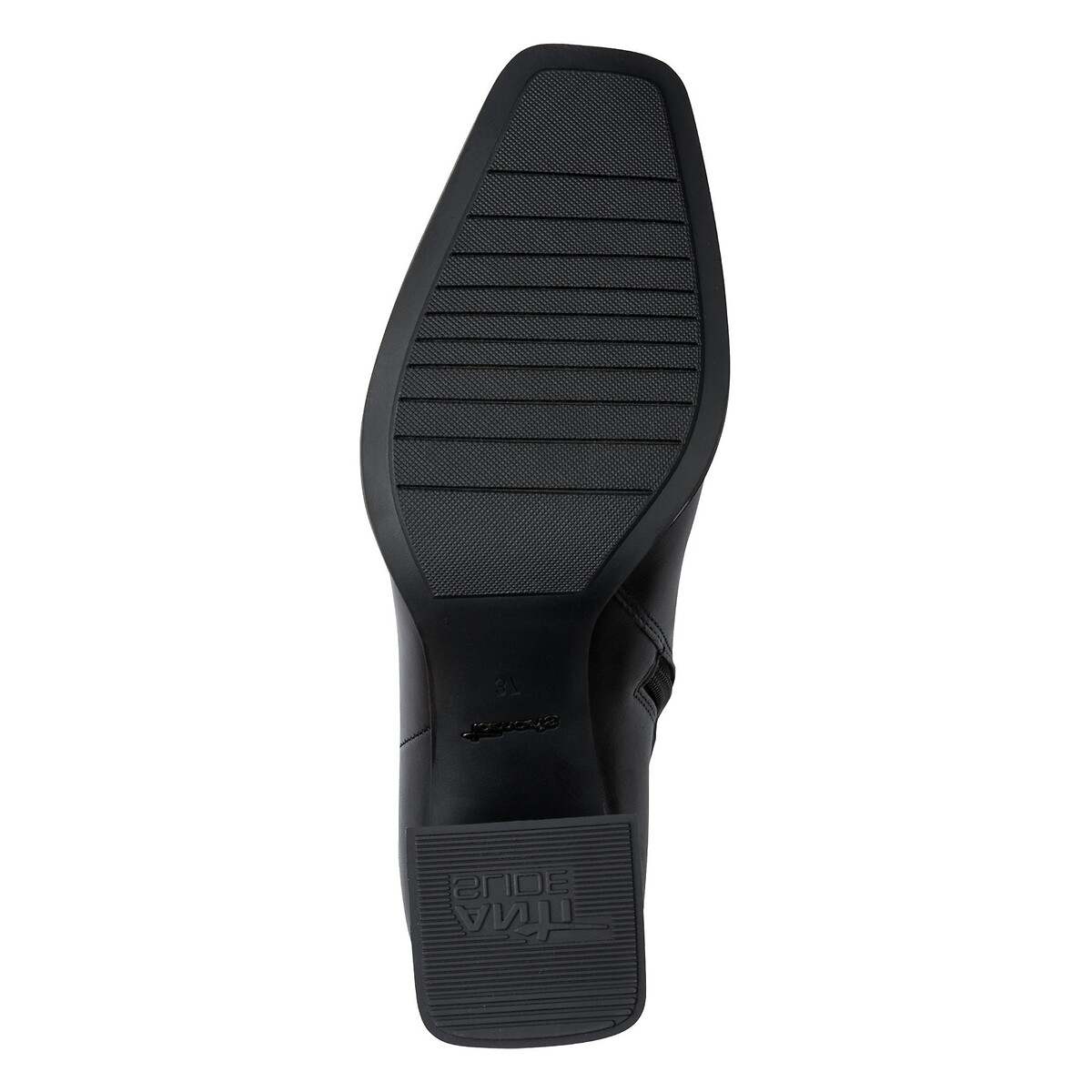 Bottines en cuir, à talons, bout carré noir, TAMARIS