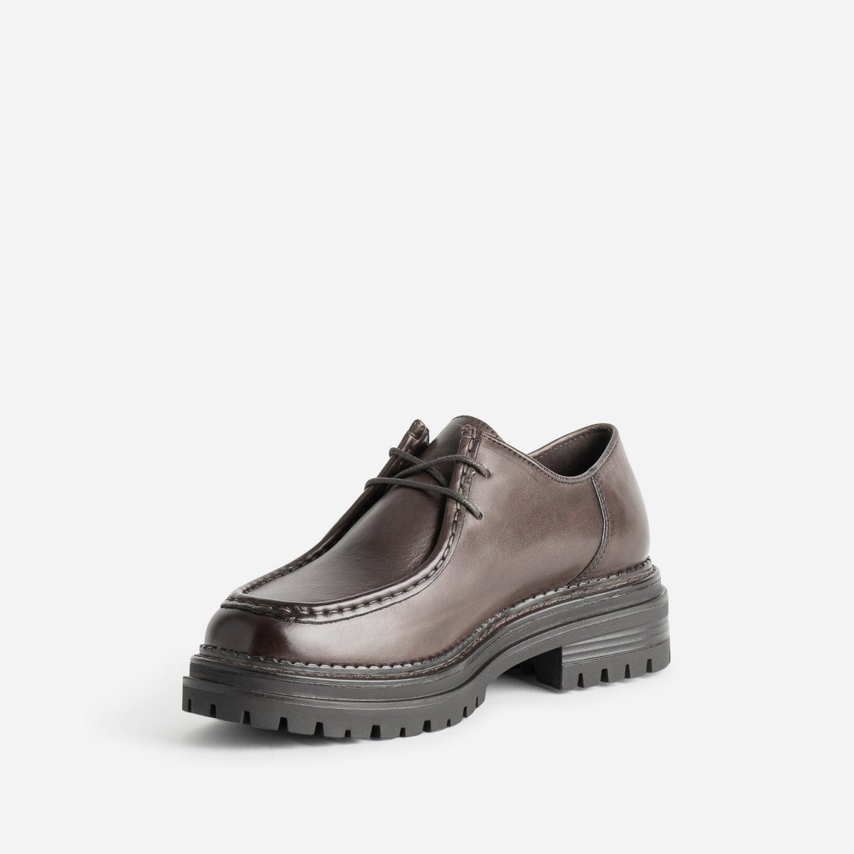Derby en cuir FREDINE chocolat, TEXTO