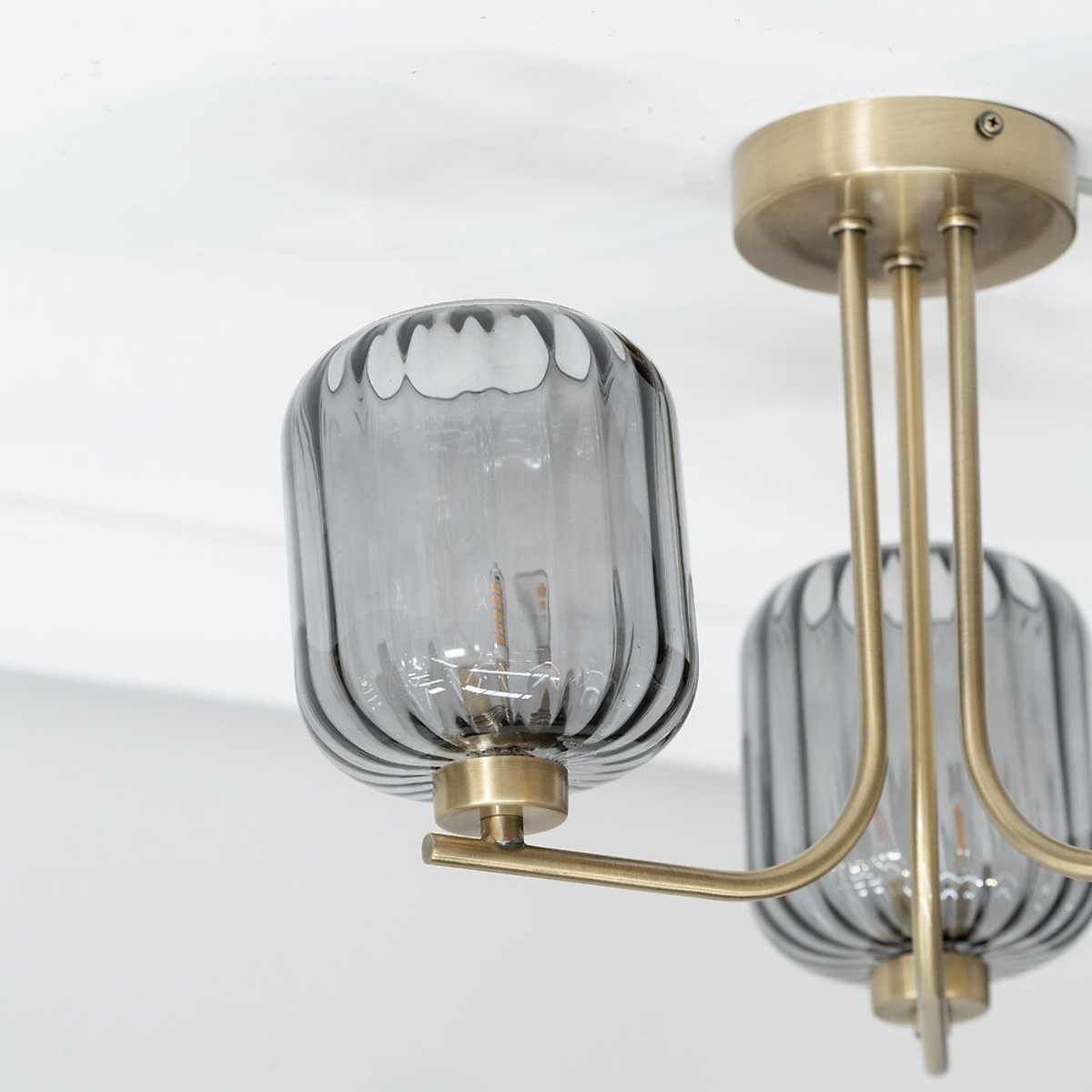 Aurelia 3-Light Ribbed Glass Ceiling Light gold-coloured, SO'HOME