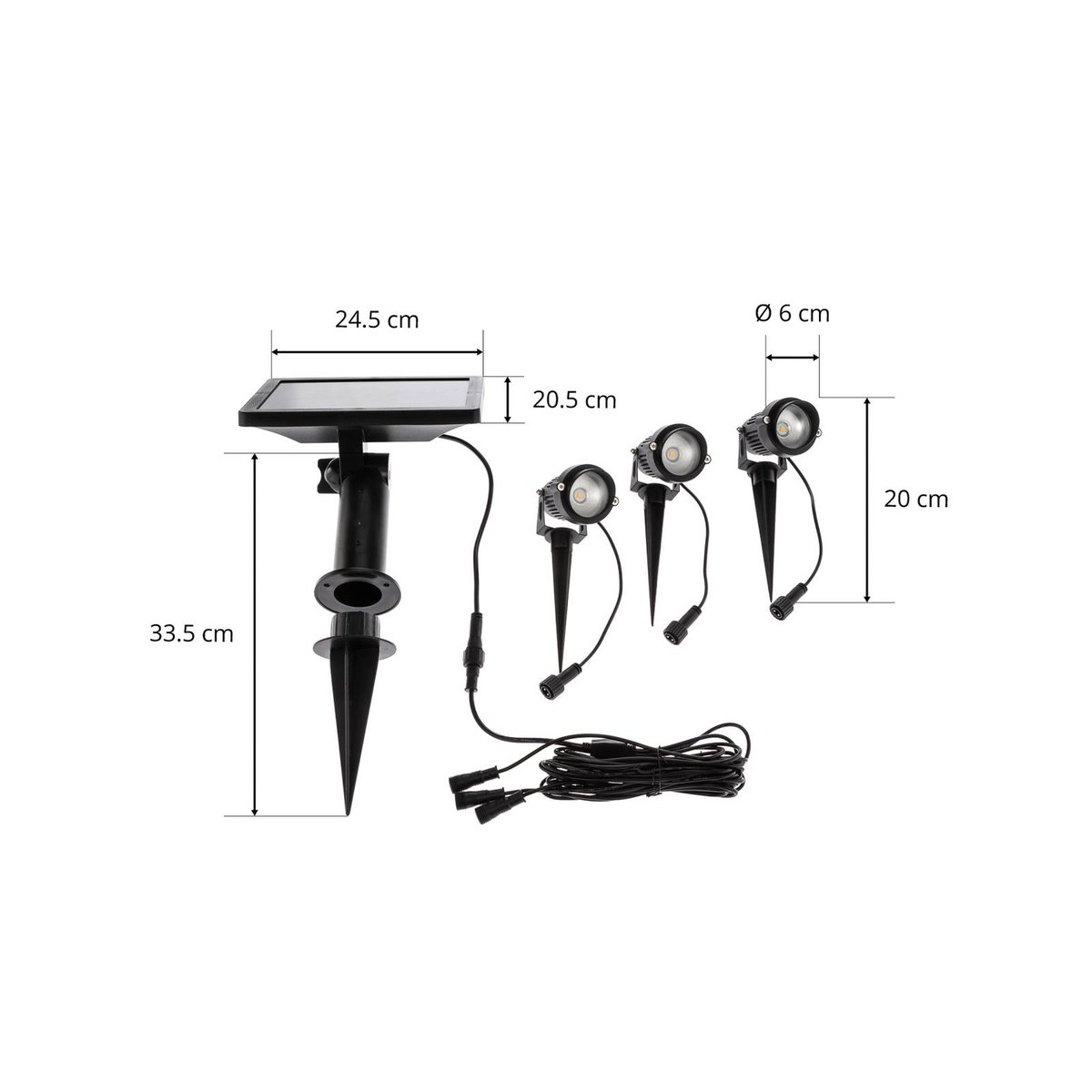 Lampe solaire en aluminium moderneLED noir, transparent, LINDBY