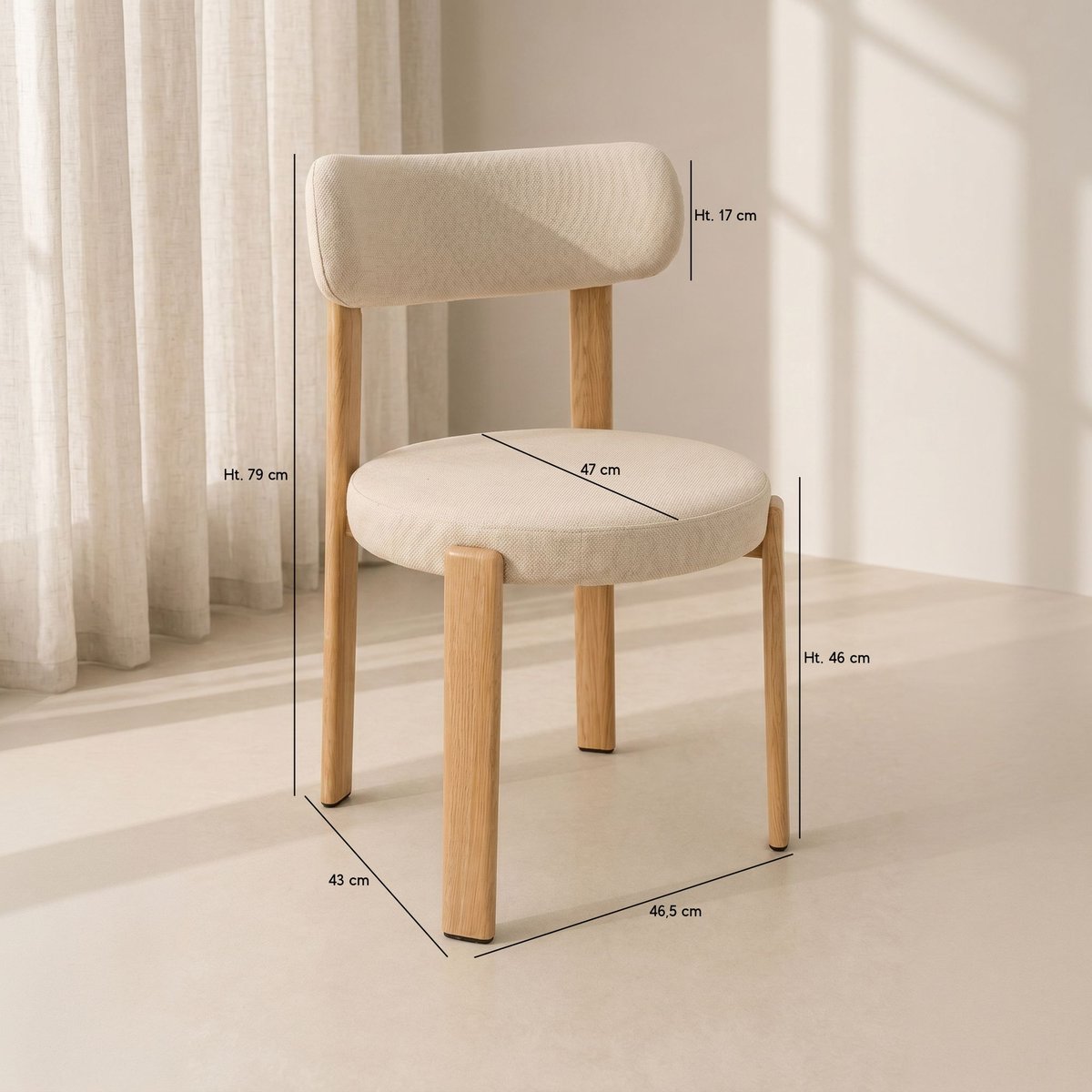 Lot de 2 chaises de table en tissu, LILY couleur unique, NOW'S HOME