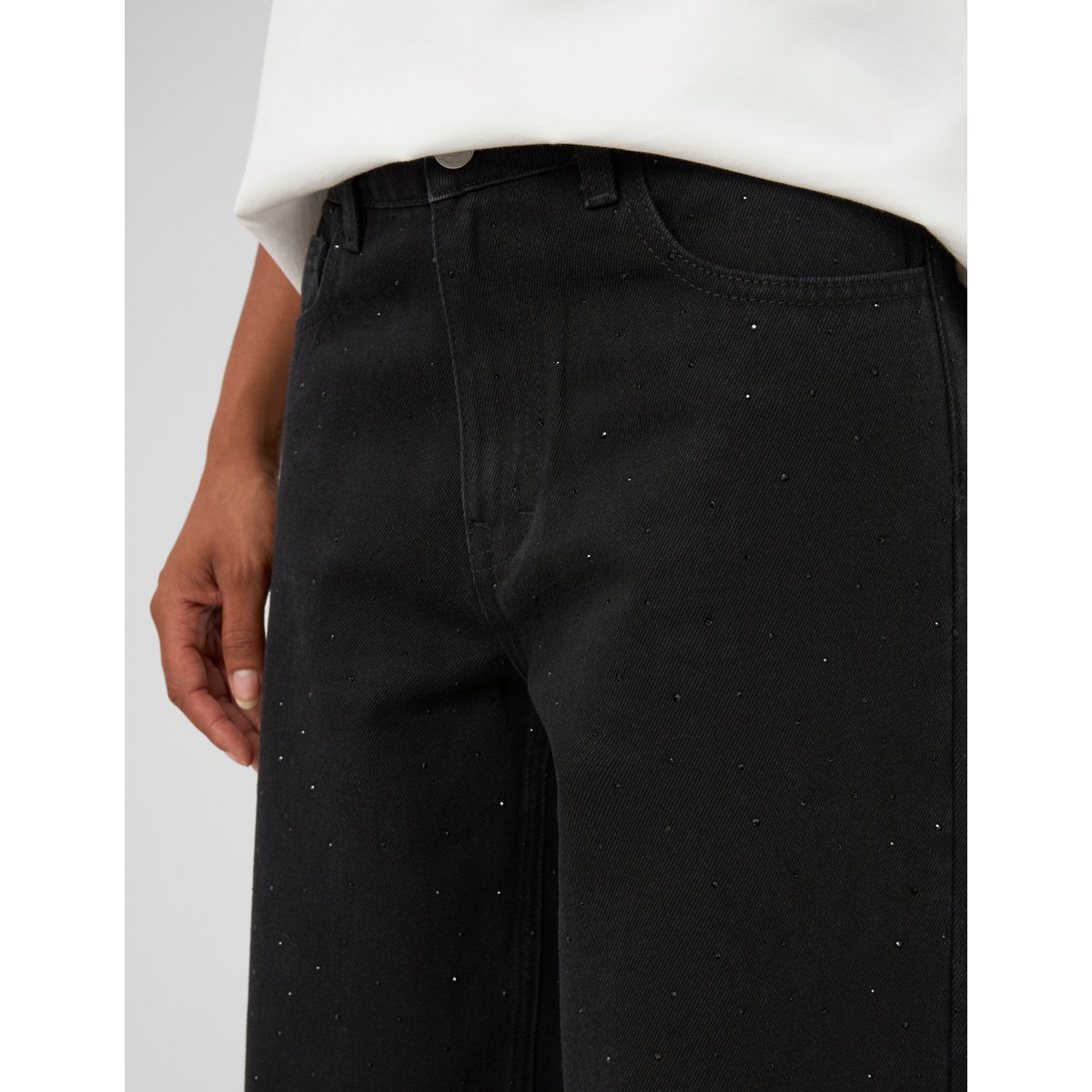 Jean wide leg à strass noir, BZB