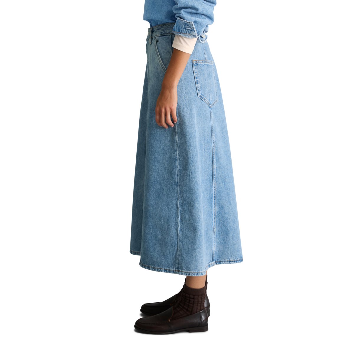 Jupe en jean évasée en denim de coton bio bleu, MARC O’POLO DENIM
