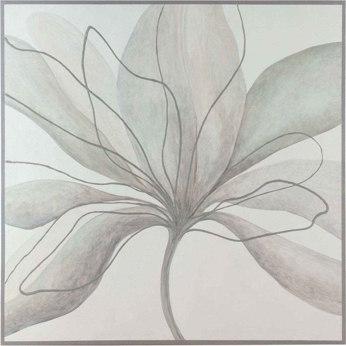 Toile murale fleur abstraite blanc et gris, RECOLLECTION