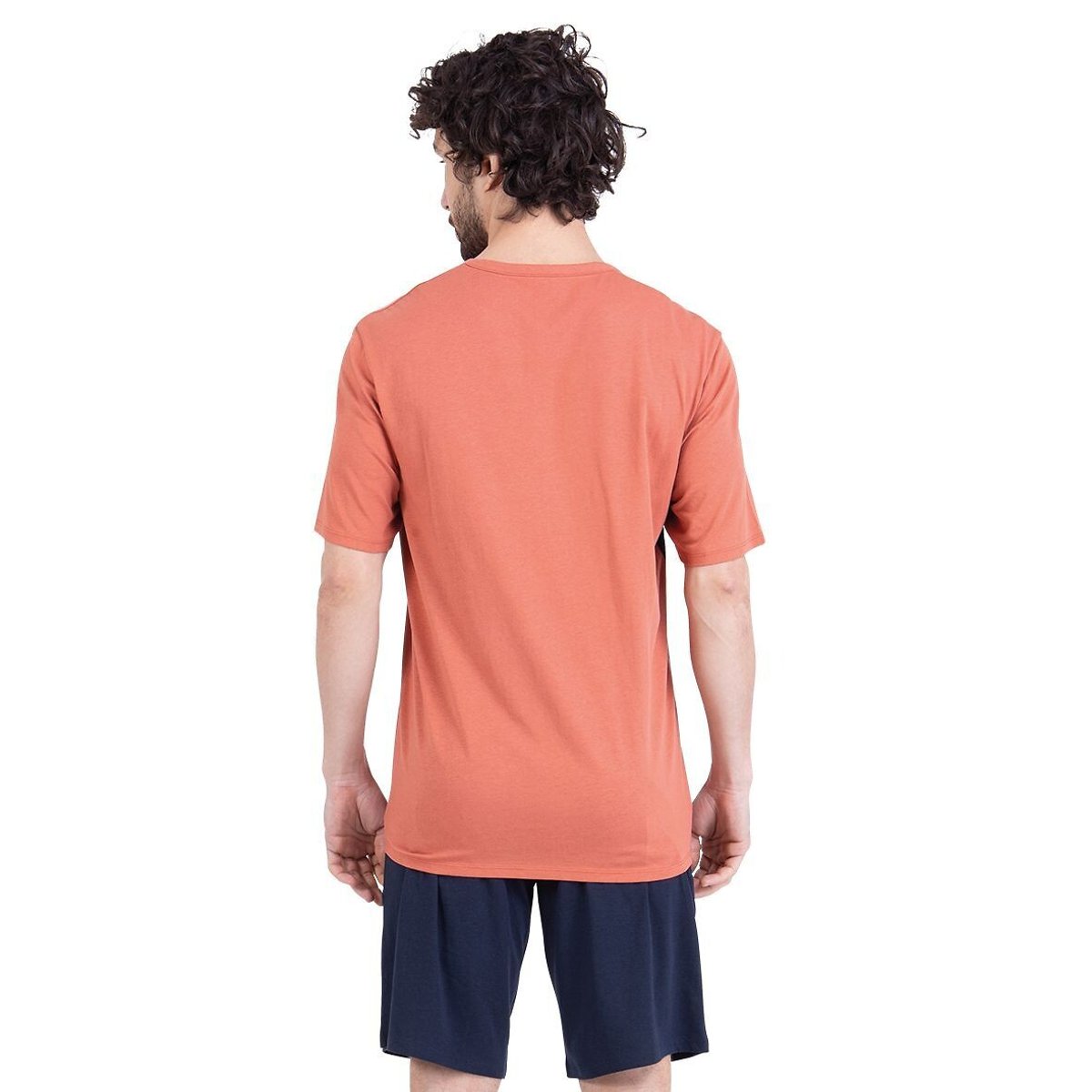 Pyjashort en coton marine/terracota, ATHENA