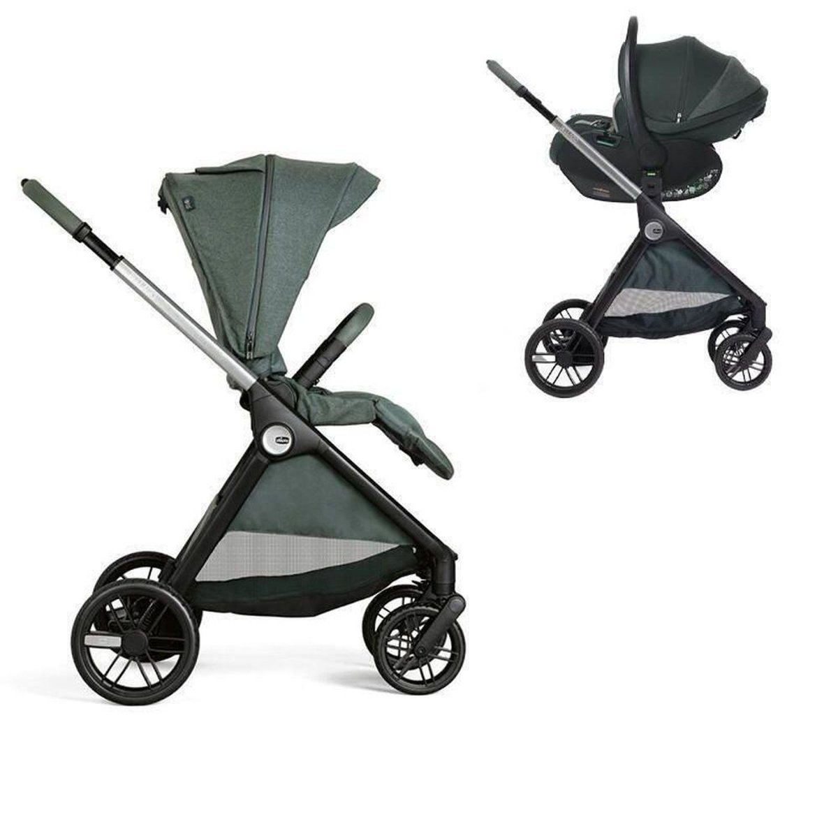 Poussette duo Bellagio 2 + siège auto First Seat Recline i-Size vert, CHICCO