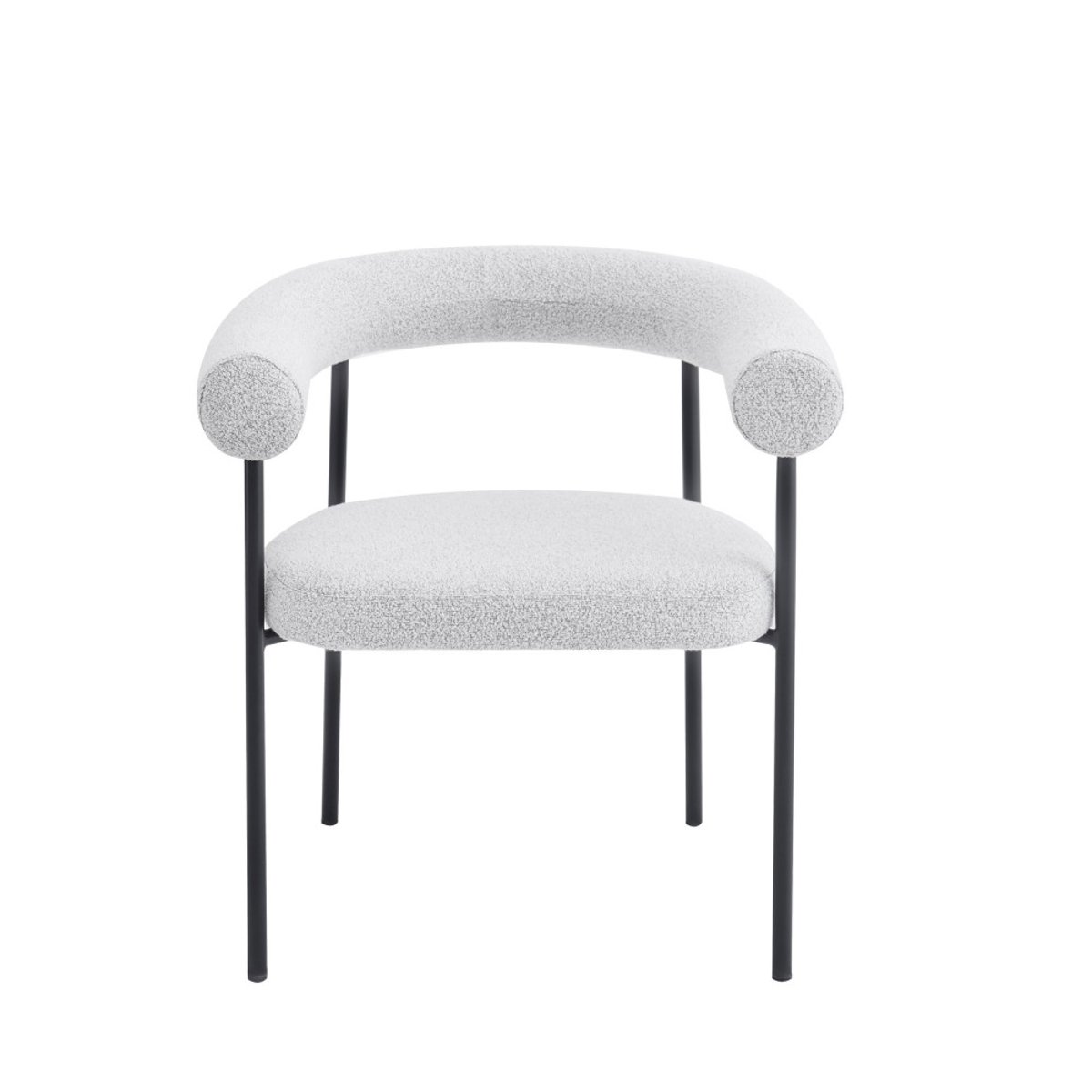 Lot de 2 fauteuils de table en tissu bouclette et métal- OLYMPE écru chiné, DRAWER