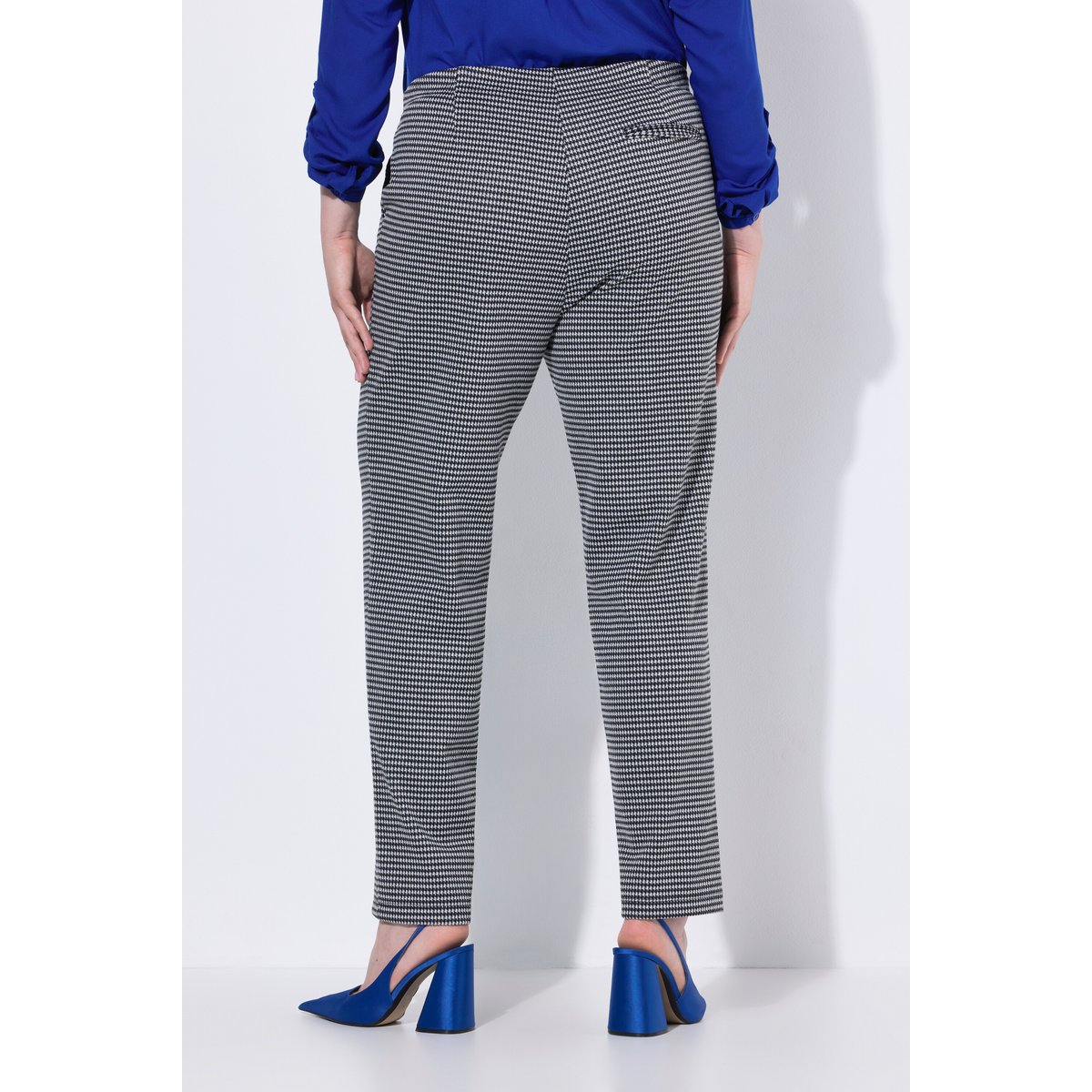 Pantalon jacquard à taille élastique noir, ULLA POPKEN