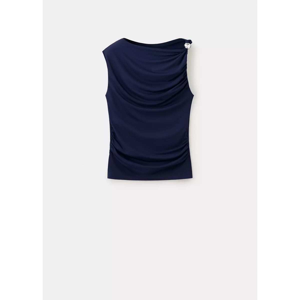 Top drapé détail métallique bleu marine, MANGO
