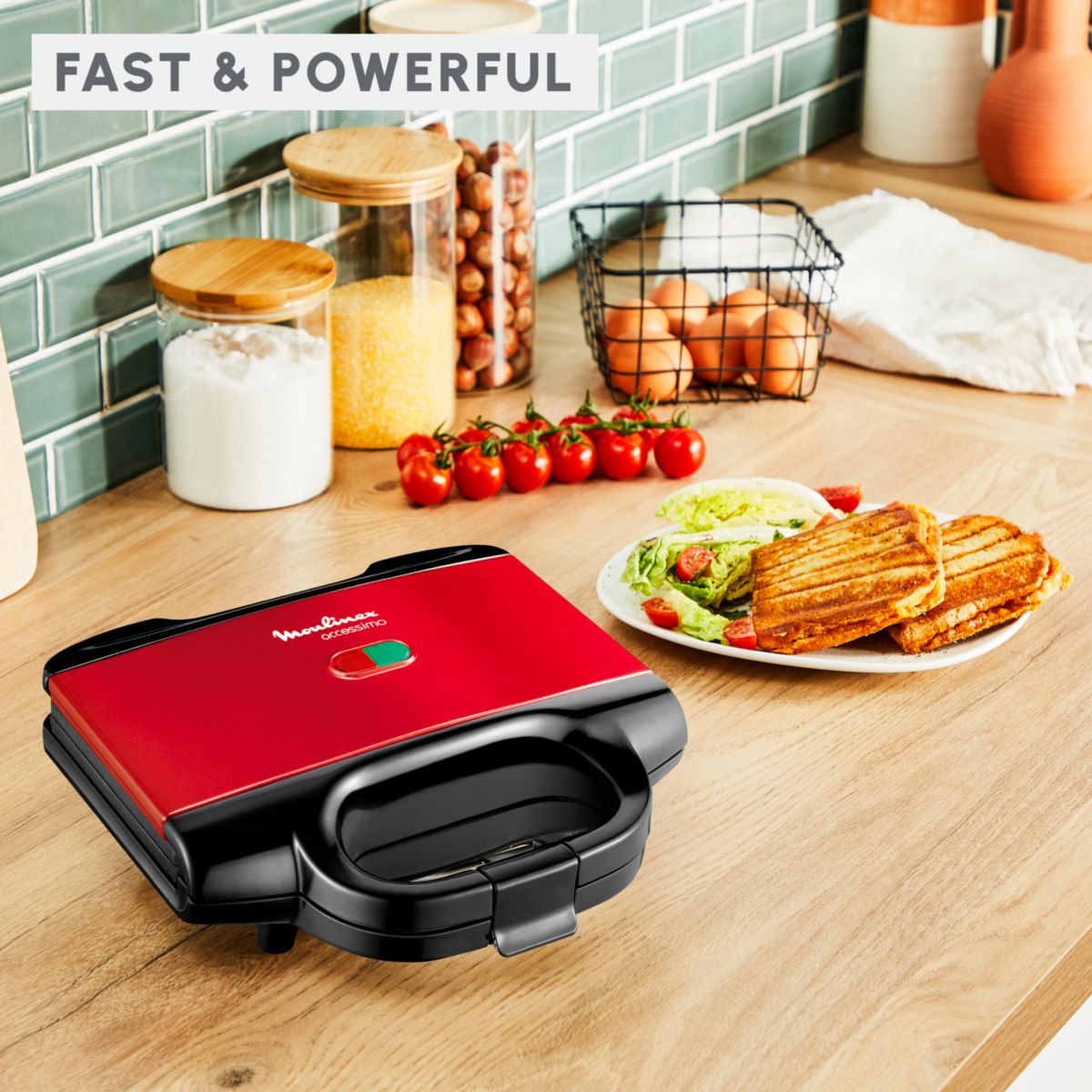 Croque monsieur SM180811 ACCESSIMO rouge / noir, MOULINEX