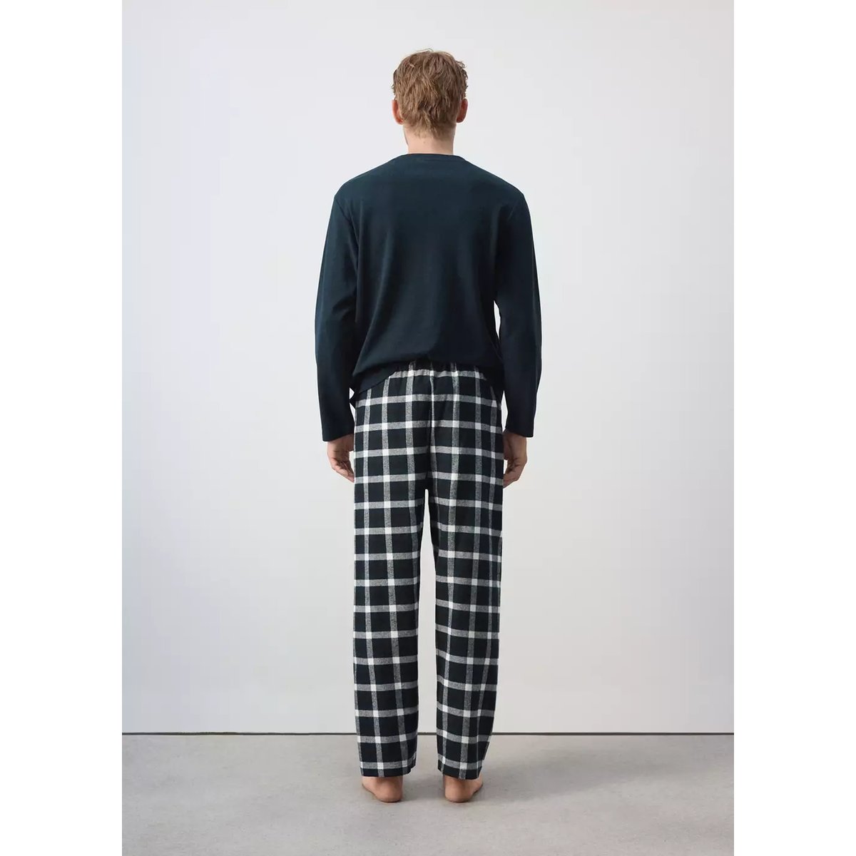Pack pyjama coton carreaux bleu marine, MANGO MAN