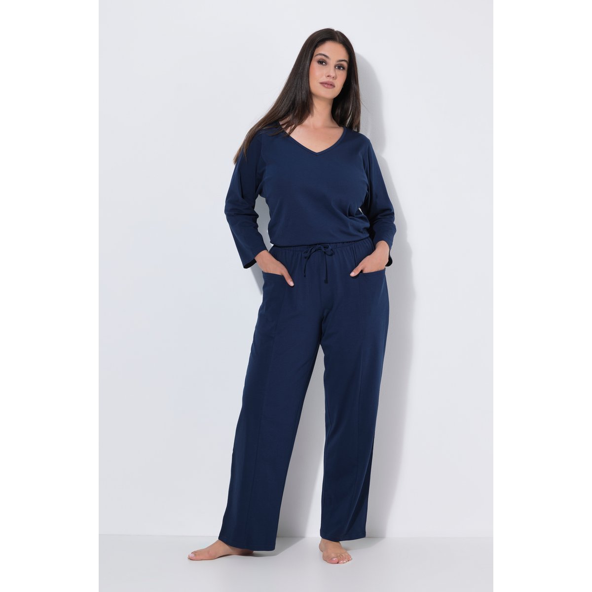 Pyjama avec coutures fantaisie bleu nuit, ULLA POPKEN