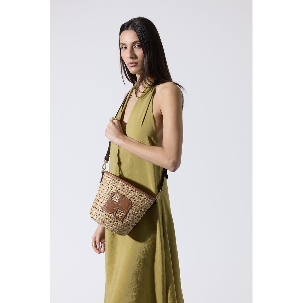 Sac seau en paille et cuir, PAOLO naturel, NAT & NIN