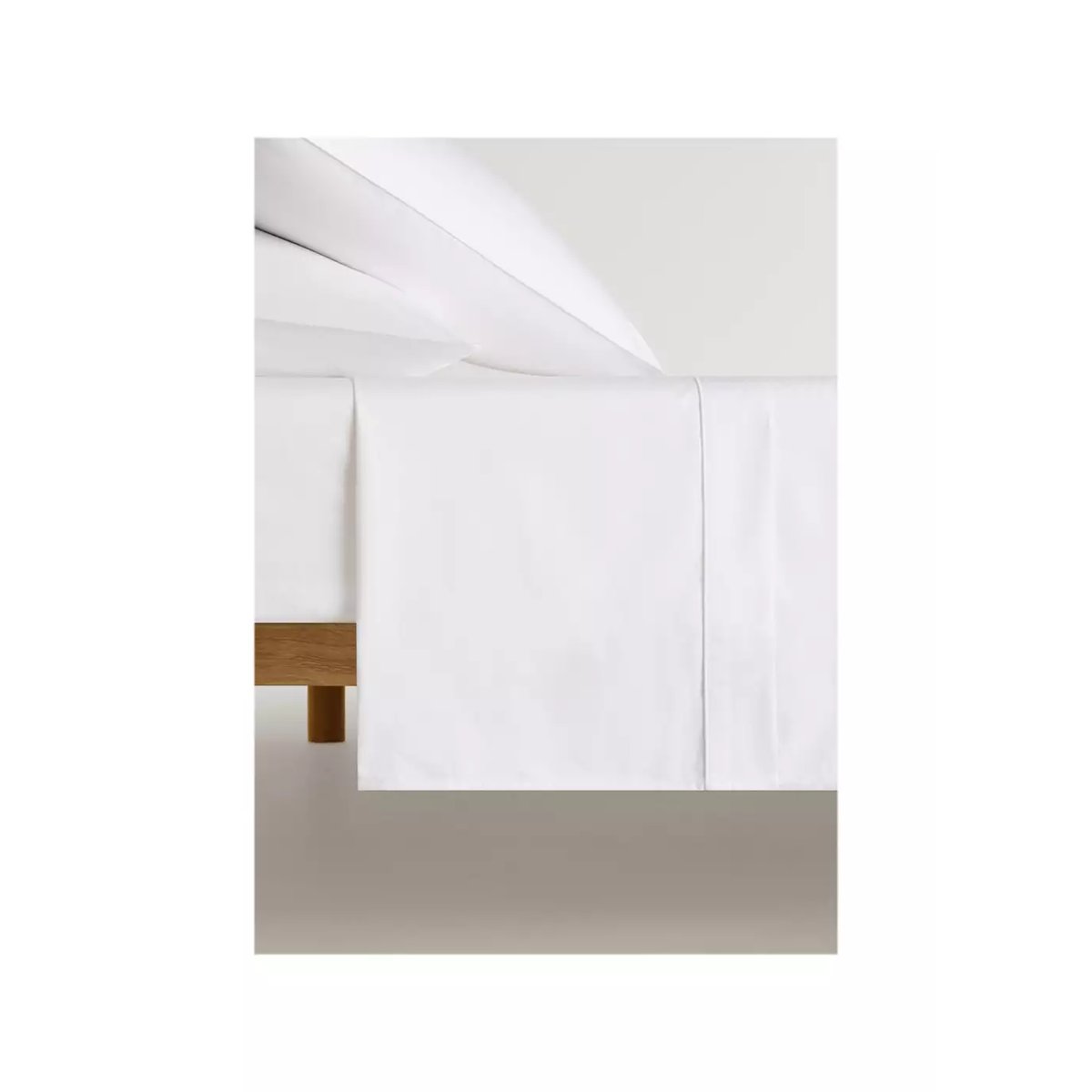 Drap plat coton satin 600 fils lit 180/200 cm blanc, MANGO HOME