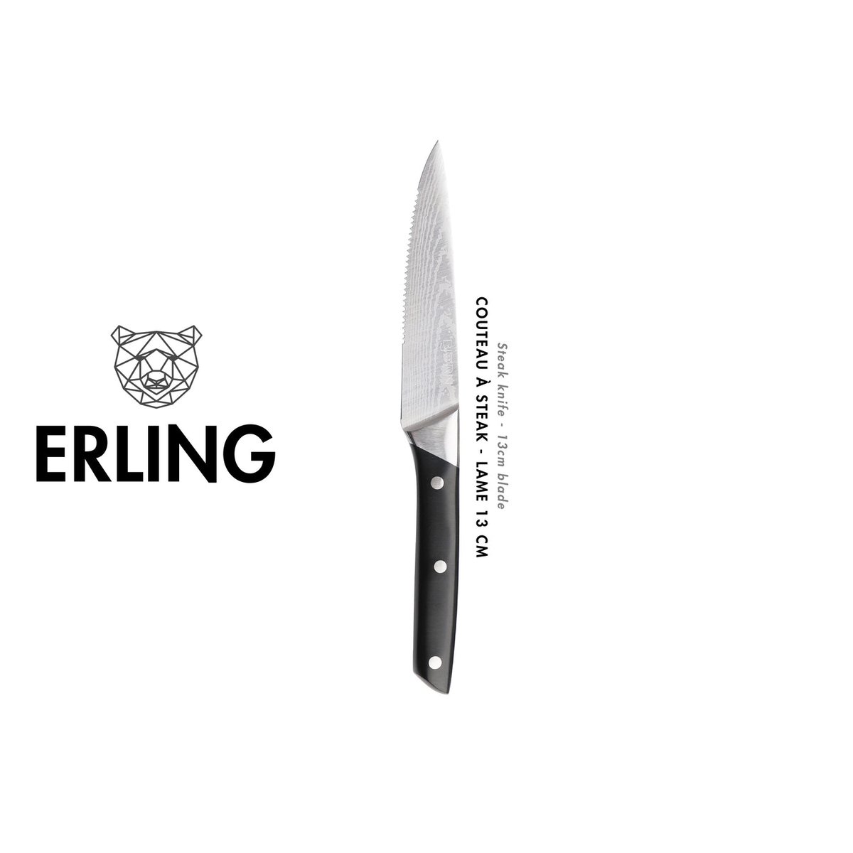 Lot de 6 couteaux à steak en inox, NUDE inox mat et noir mat, BJORN