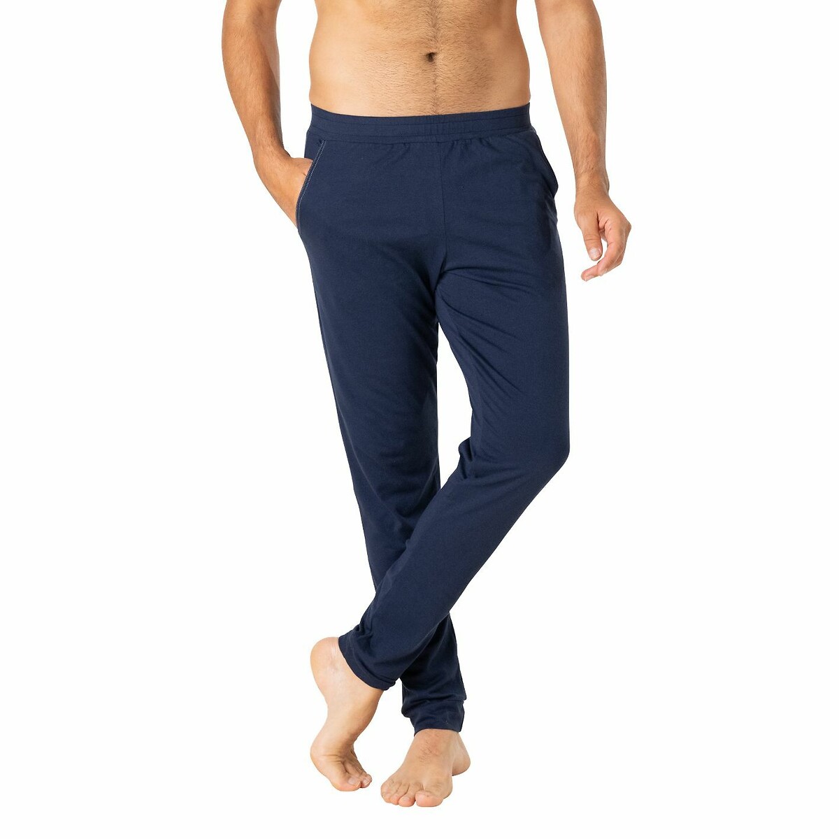 Cotton Jogger-Style Pyjamas grey marl/navy, EMINENCE