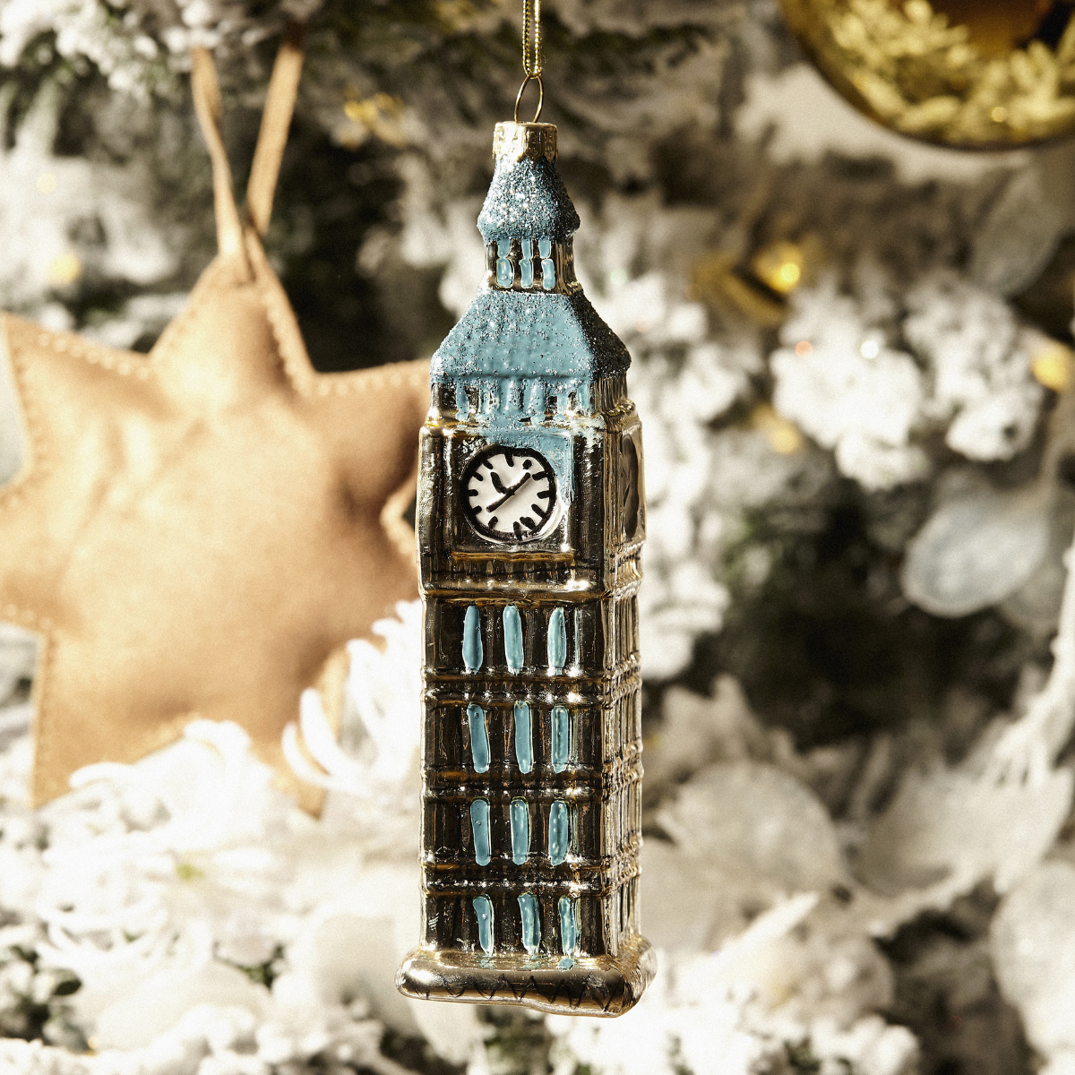 Suspension de noël décorative big ben en verre L12 gris, SIA DECO