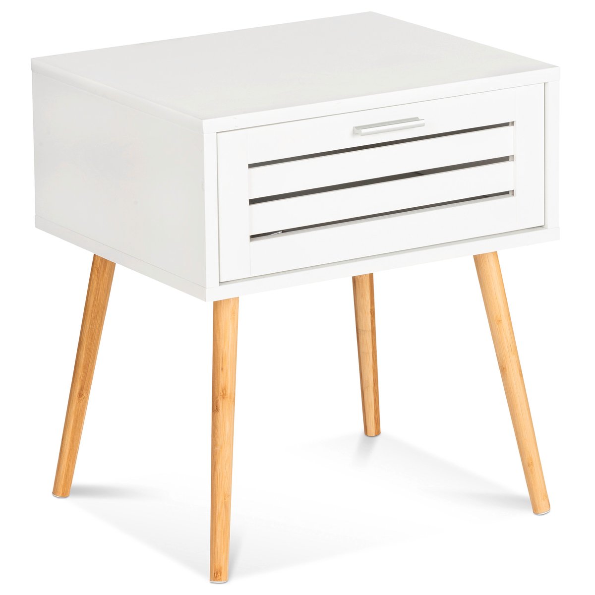 Table d'appoint avec tiroir FINJA blanc et bois, WENKO