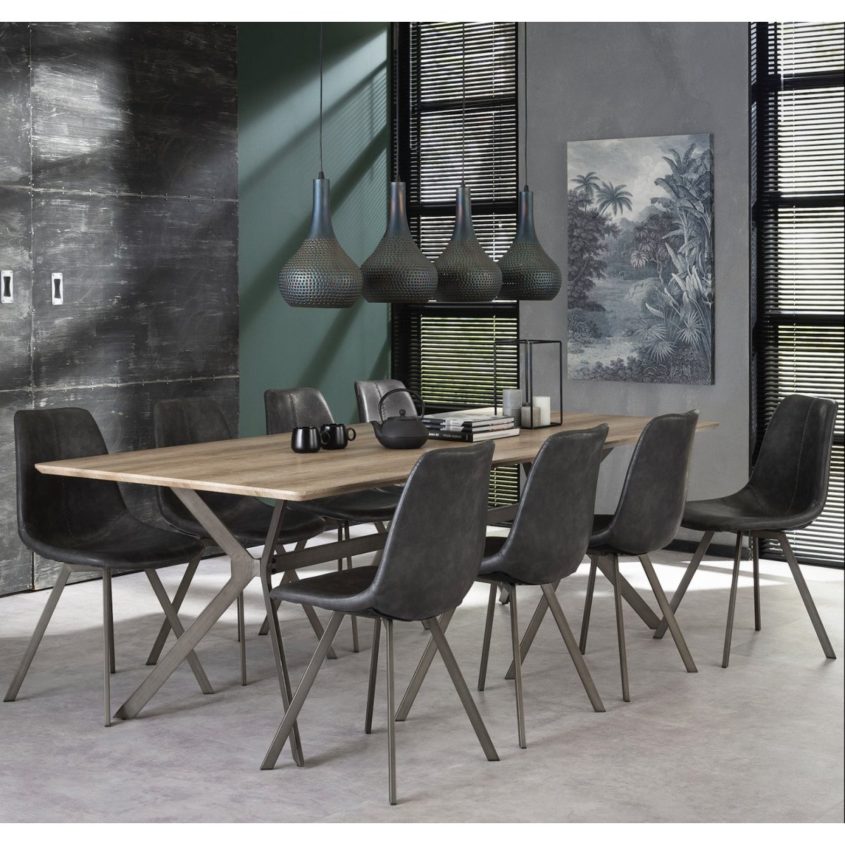 Chaise de repas avec pieds en acier et assise en cuir - SLAM noir, MATHI DESIGN