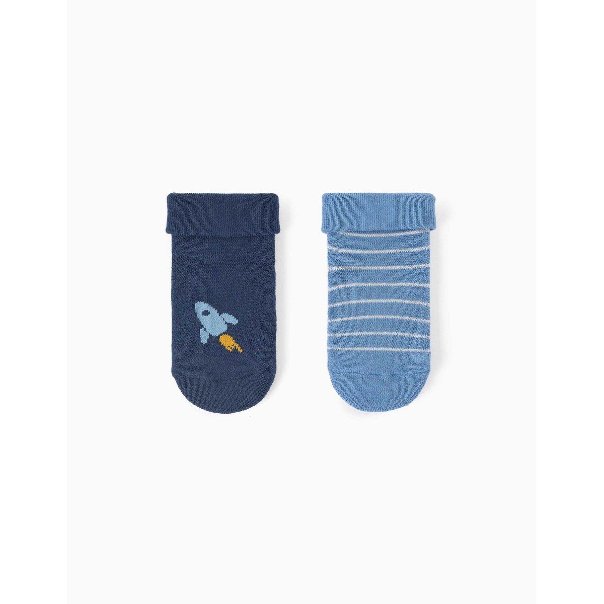 Lot de 2 paires de chaussettes antidérapantes avec rayures/fusée multicolore, ZIPPY