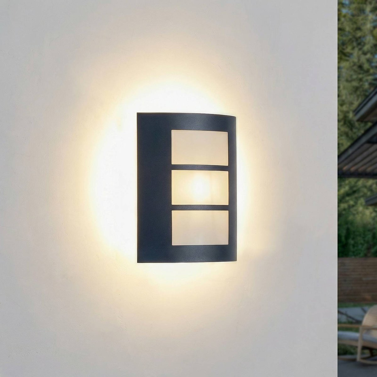 Applique extérieure en aluminium moderne noir, LINDBY