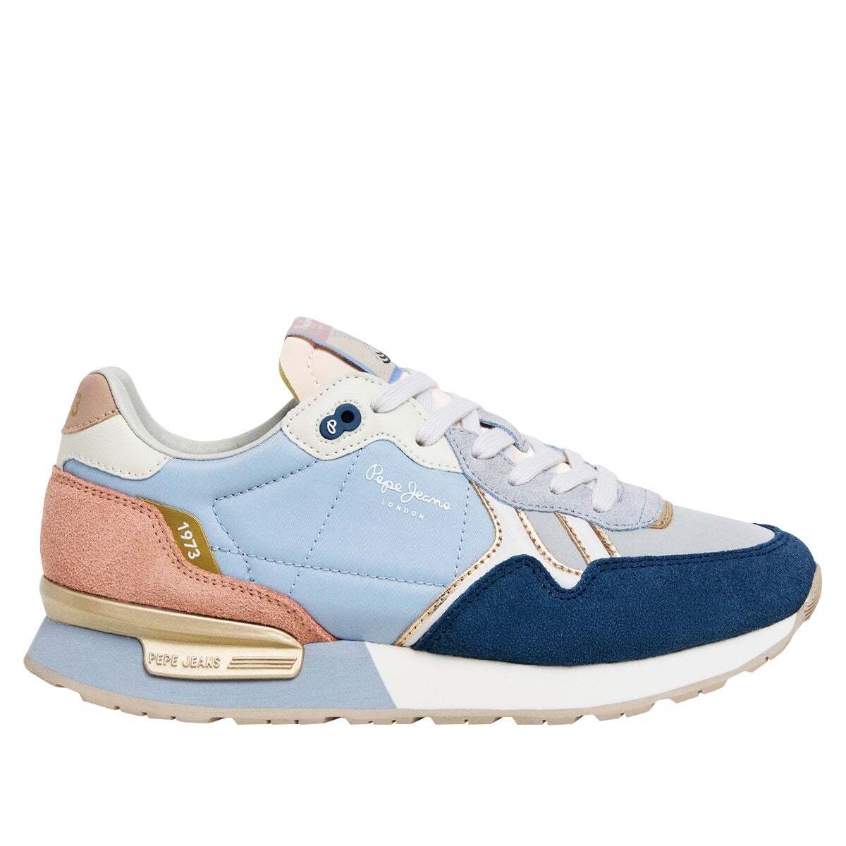 London - Baskets Running Combinées bleu jean foncé, PEPE JEANS