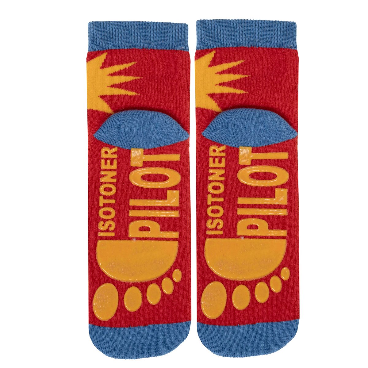 Chaussettes anti-dérapantes coton, picots antidérapants rouge, ISOTONER
