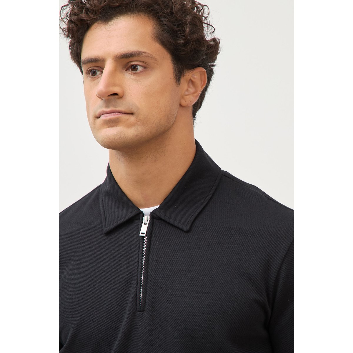 Polo droit manches longues noir, BONOBO